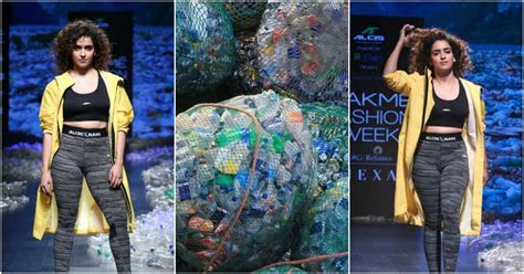 Lakme Fashion Week 2019 Sanya Malhotra Walks In Plastic Bottle Clothes