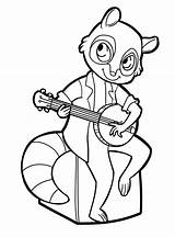 Banjo Raccoon Colorir Musicais sketch template