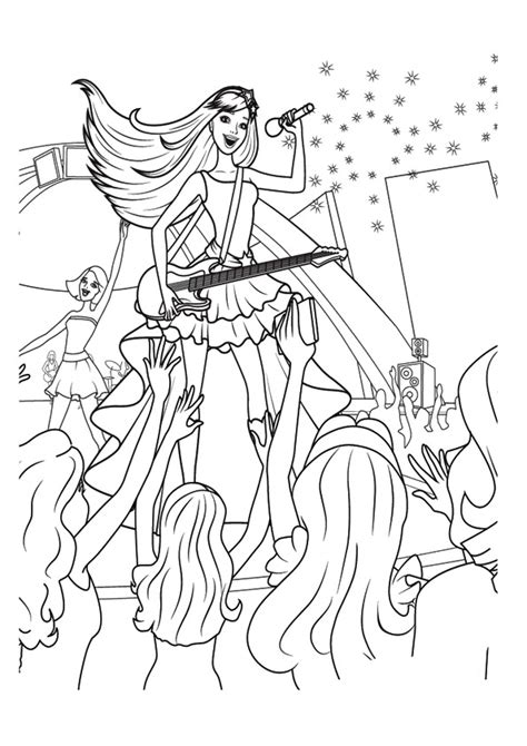 barbie rock singer  stage coloring pages