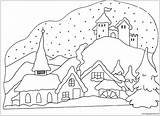 Coloring Winter Pages Scene Snowy Printable Scenes Clipart Color Online Christmas Snow Coloringpagesonly House Applique Nature Print Patterns Kids Seasons sketch template