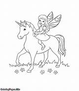 Riding Unicorns Fairies Coloringpages Book sketch template