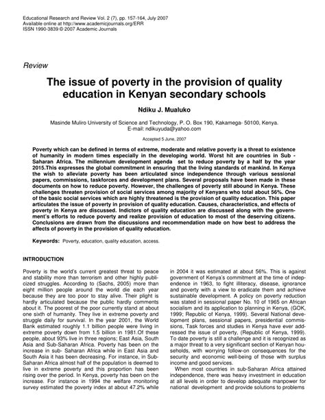 issue  poverty   provision  quality education