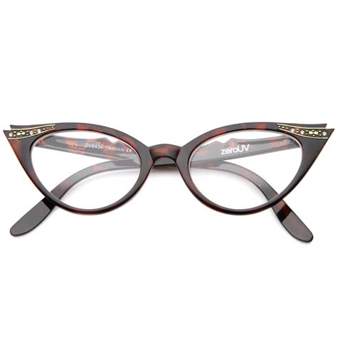 Vintage Cateyes 80s Inspired Fashion Clear Lens Cat Eye Glasses With