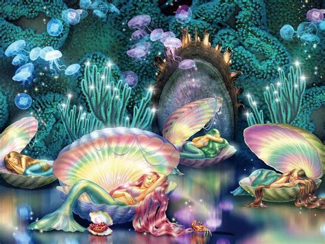 sleeping mermaids  seashells image id  image abyss