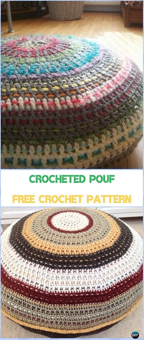 crochet poufs ottoman  patterns diy tutorials