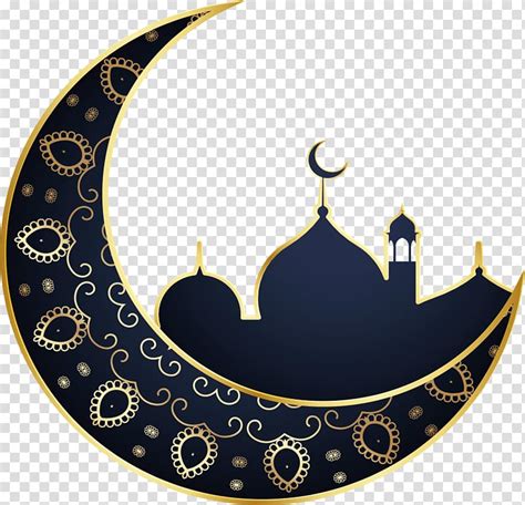 blue  yellow crescent moon illustration ramadan moon eid al fitr