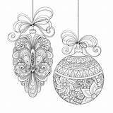 Christmas Coloring Pages Kids Children Ornate Monochrome Decorations Vector sketch template