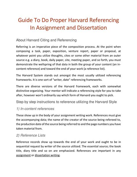 guide   proper harvard referencing  assignment  dissertation