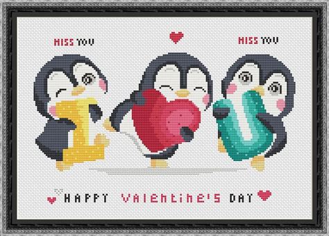 happy valentine s day cross stitch pattern love etsy