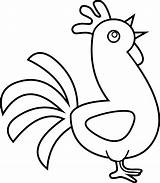 Rooster Cute Line Clip Coloring Sweetclipart sketch template