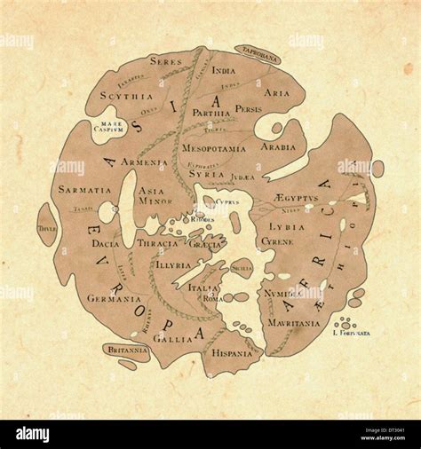 reconstructed roman world map orbis terrarum circa ad  stock