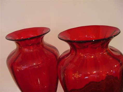 Pair Of Ruby Red Venetian Glass Vases For Sale Antiques
