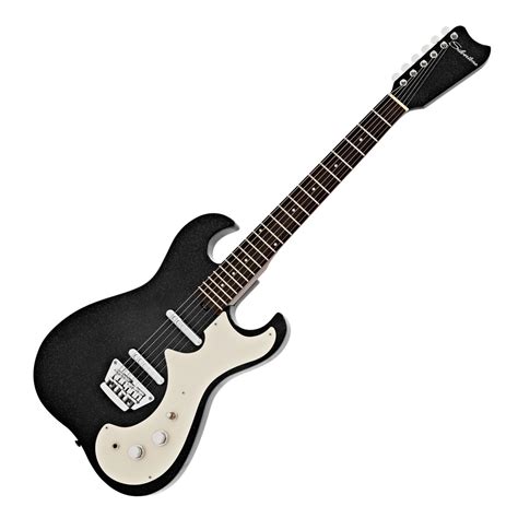 silvertone  electric guitar black silver flake  gearmusic