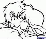 Kissing Anime Drawing Couple Kiss Drawings Coloring Couples Pages Easy Boy Girl Cute Draw Pencil Clipart Line Color Simple Valentines sketch template