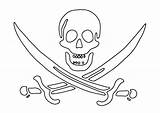Pirate Skull Flag Coloring Crossbones Pages Clipart Flags Jolly Roger Theme Outine Library sketch template