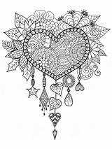 Coloring Pages Hearts Adults Printable Adult Heart Color Dreamcatchers Books Bright Colors Favorite Choose sketch template