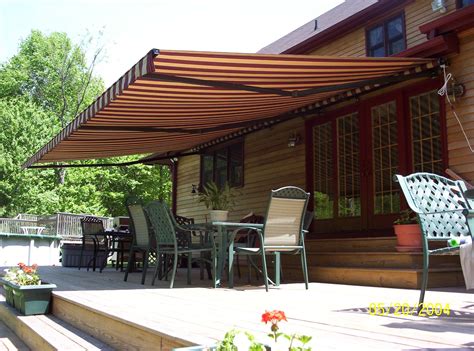 retractable awnings  add  perfect ambiance   deck  patio   awning
