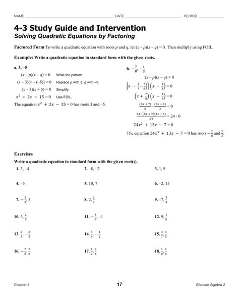solving quadratic equations  factoring