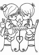 Coloring Pages Precious Moments Boy Girl Valentines Drawing Wedding Couples Drawings Valentine Printable People Children Hands Clipart Holding Colouring Getdrawings sketch template