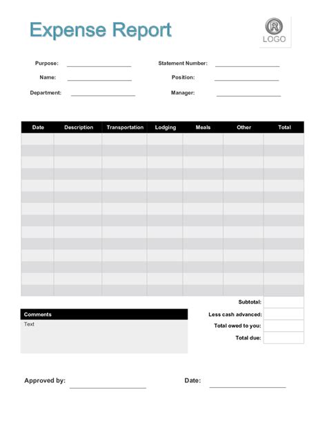 expense report form fillable printable  forms handypdf