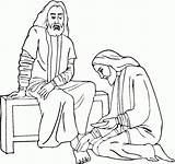 Disciples Washes Judas Dibujosa Lavando Betraying Serving Coloringhome sketch template