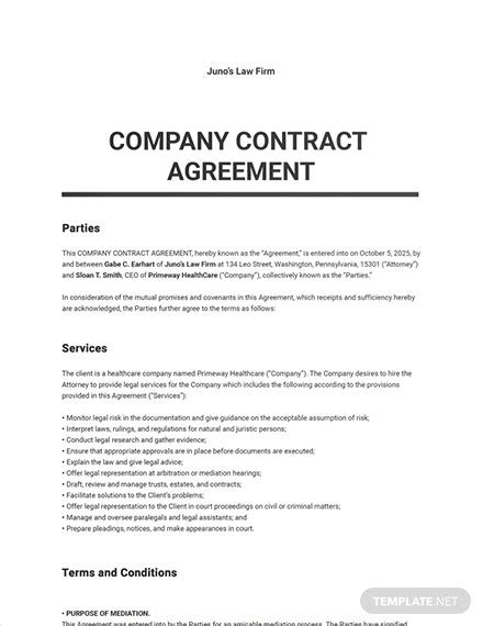 contract agreement templates edit  templatenet