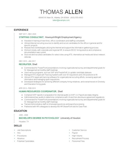 staffing consultant resume examples  tips zippia