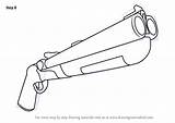 Shotgun Fortnite Barrel Double Draw Drawing Step Tutorials Drawingtutorials101 sketch template