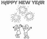 Year Happy Coloring Pages Drawing Fireworks Wallpaper Colour Wallpapers Getdrawings sketch template