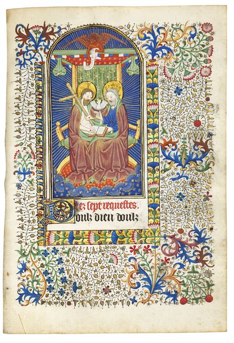 Book Of Hours In Latin And French Illuminated Manuscript On Vellum