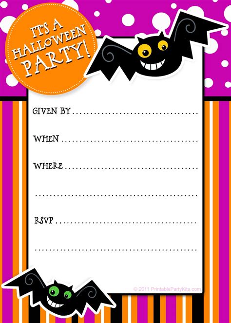 downloadable  printable halloween birthday party invitations
