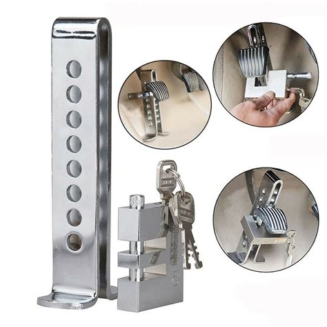 anti theft car brake pedal lock security   keys stainless steel clutch lock dash safe