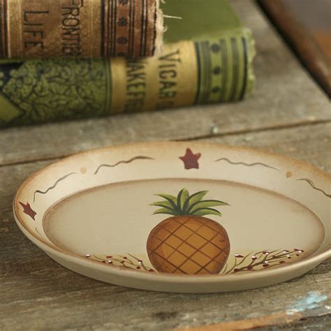 primitive oval americana pineapple plate decorative plates  stands