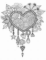Stress Anti Dreamcatcher Heart Coloring Pages Adults Color Zen Justcolor Mandala Print sketch template