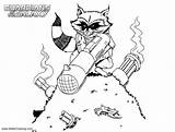 Rocket Raccoon Coloring Guardians Galaxy Pages Kids Printable sketch template