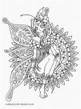 Coloring Pages Fairy Adult Colouring Fairies Moon Coloriage Adults Colorier Printable Fée Sheets Book Deviantart Color Fantasy Colorful Halloween Mini sketch template