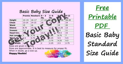 standard baby size guide caitlins contagious creations