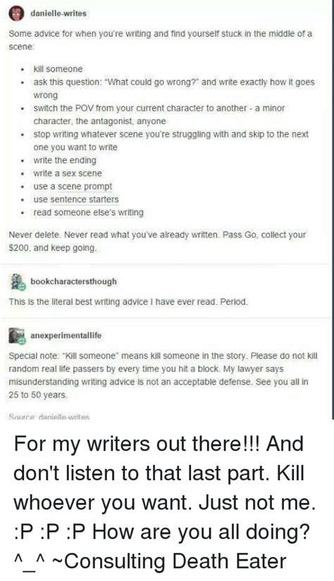 danielle writes some advice for when you re writing and find yourself
