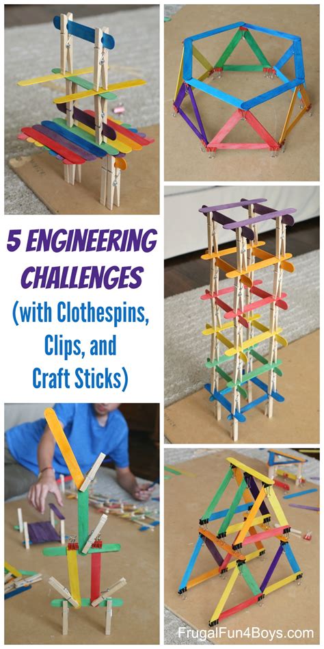 5 engineering challenges with clothespins binder clips