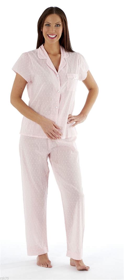 ladies  pure cotton short sleeve pyjamas melissa nightwear ln pink blue ebay
