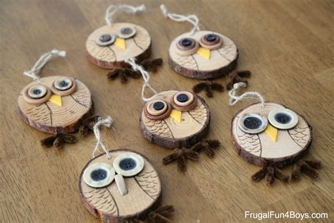 adorable wood slice owl ornaments   owl tree frugal