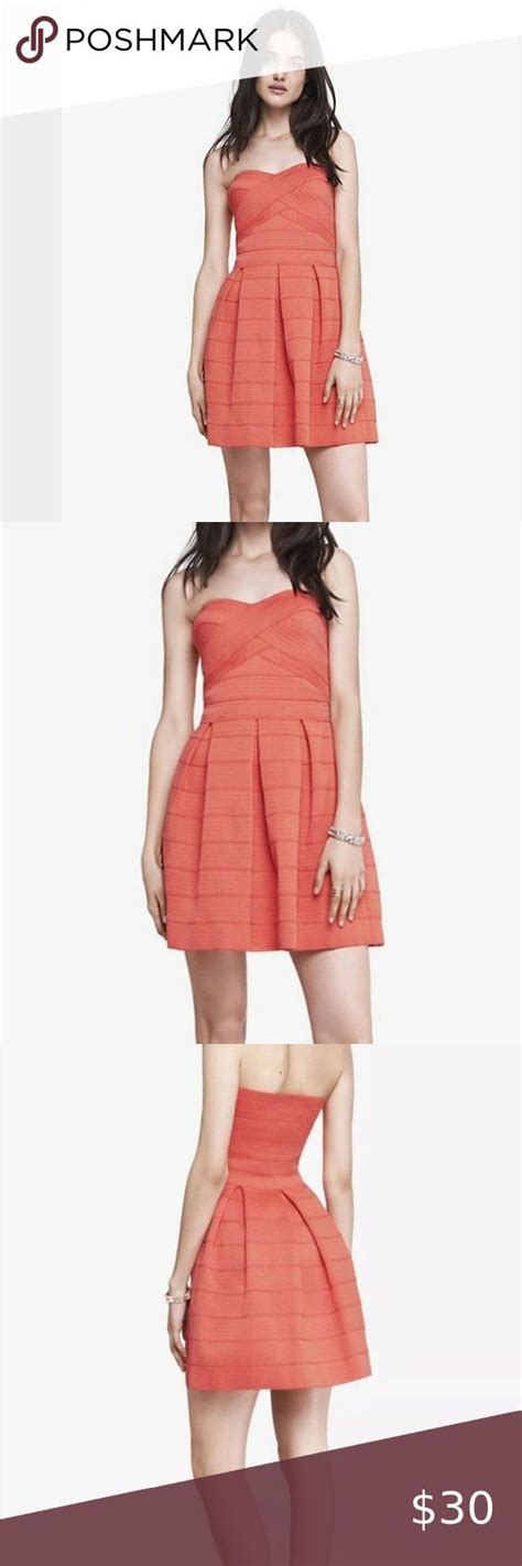 nwt express coral strapless bandage dress size  brand   tags