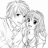 Coloring Anime Pages Couple Cute Kissing Couples Drawing Sketch Emo Color Drawings Print Manga Cuddling Printable Getcolorings Template Paintingvalley Deviantart sketch template