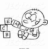 Blocks Baby Cartoon Drawing Coloring Outline Boy Playing Happy Alphabet Pages Getdrawings Drawings Vector Paintingvalley sketch template