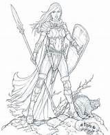 Female Paladin Warrior Woman Coloring Drawing Pages Staino Line Deviantart Warriors Fantasy Drawings Adult Sketch Cool Book Bing Books Lineart sketch template