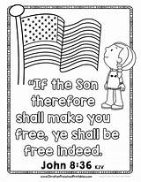 July Fourth Bible Printables Freedom Christ Coloring 4th Kids Children Pages Sunday Christian School Preschool Crafts Lessons Craft Patriotic Opportunity sketch template