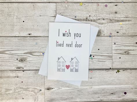 i wish you lived next door card i miss you friendship card etsy