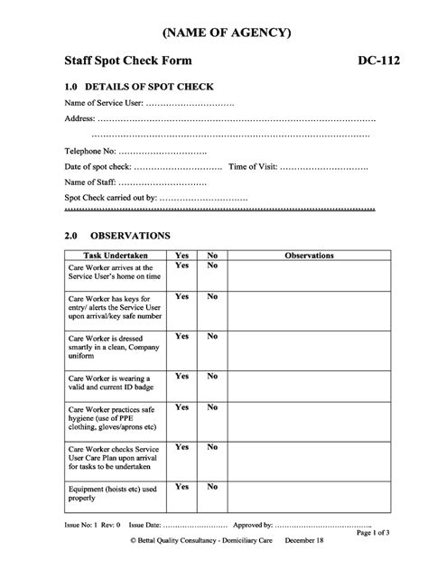 spot check form template fill  printable fillable blank