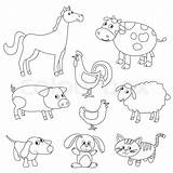 Outline Farm Animals Animal Drawing Drawings Cartoon Coloring Cute Outlines Book Birds Pages Baby Farming Sketches Pet Colourbox Books Online sketch template