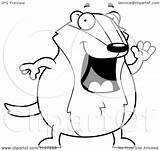 Waving Badger Pudgy Cartoon Clipart Vector Outlined Coloring Cory Thoman Illustration Royalty sketch template